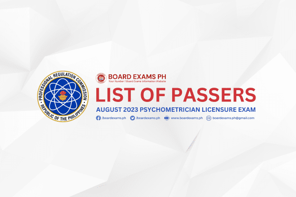 LIST OF PASSERS August 2023 Psychometrician Licensure Exam Results