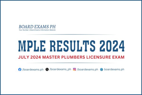 MPLE RESULTS July 2024 Master Plumbers Licensure Exam List Of Passers