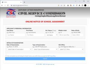 online notice of school assignment csc 2023