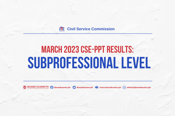 List Of Passers March Civil Service Exam Results Subprofessional Level Board Exams Ph