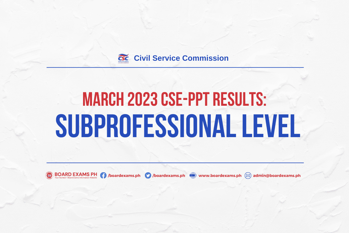 LIST OF PASSERS March Civil Service Exam Results Subprofessional