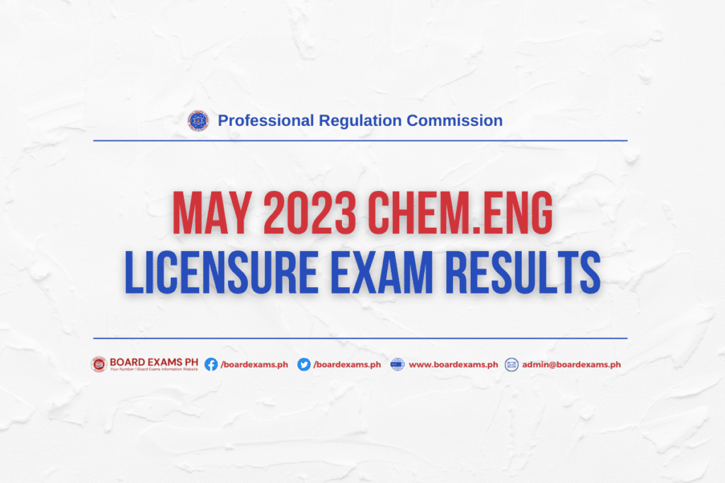 LIST OF PASSERS May 2023 Chemical Engineers Licensure Examination