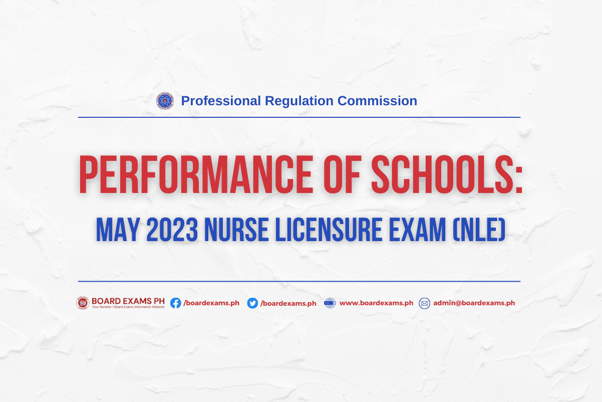 PERFORMANCE OF SCHOOLS May 2023 Nursing Licensure Exam (NLE) Board