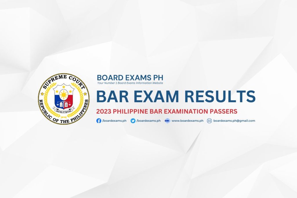 BAR EXAM RESULTS: 2023 Philippine Bar Examination List of Passers – Board  Exams PH
