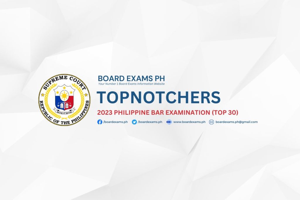 TOPNOTCHERS 2023 Philippine Bar Examination (Top 30 Passers) Board