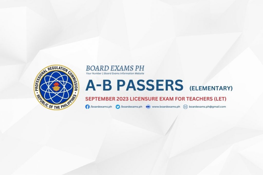 A B PASSERS ELEMENTARY September 2023 Licensure Examination for