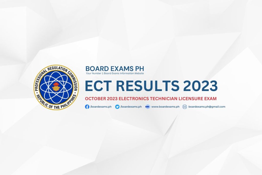 ECT RESULTS October 2023 Electronics Technician Licensure Exam List of