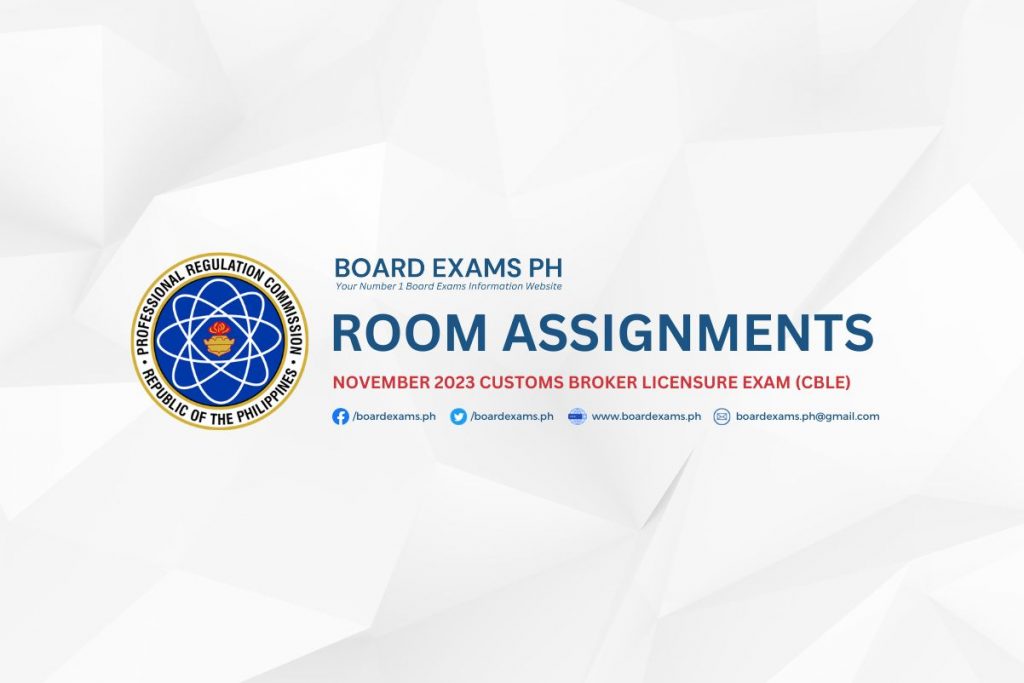 ROOM ASSIGNMENTS November 2023 Customs Broker Licensure Exam (CBLE