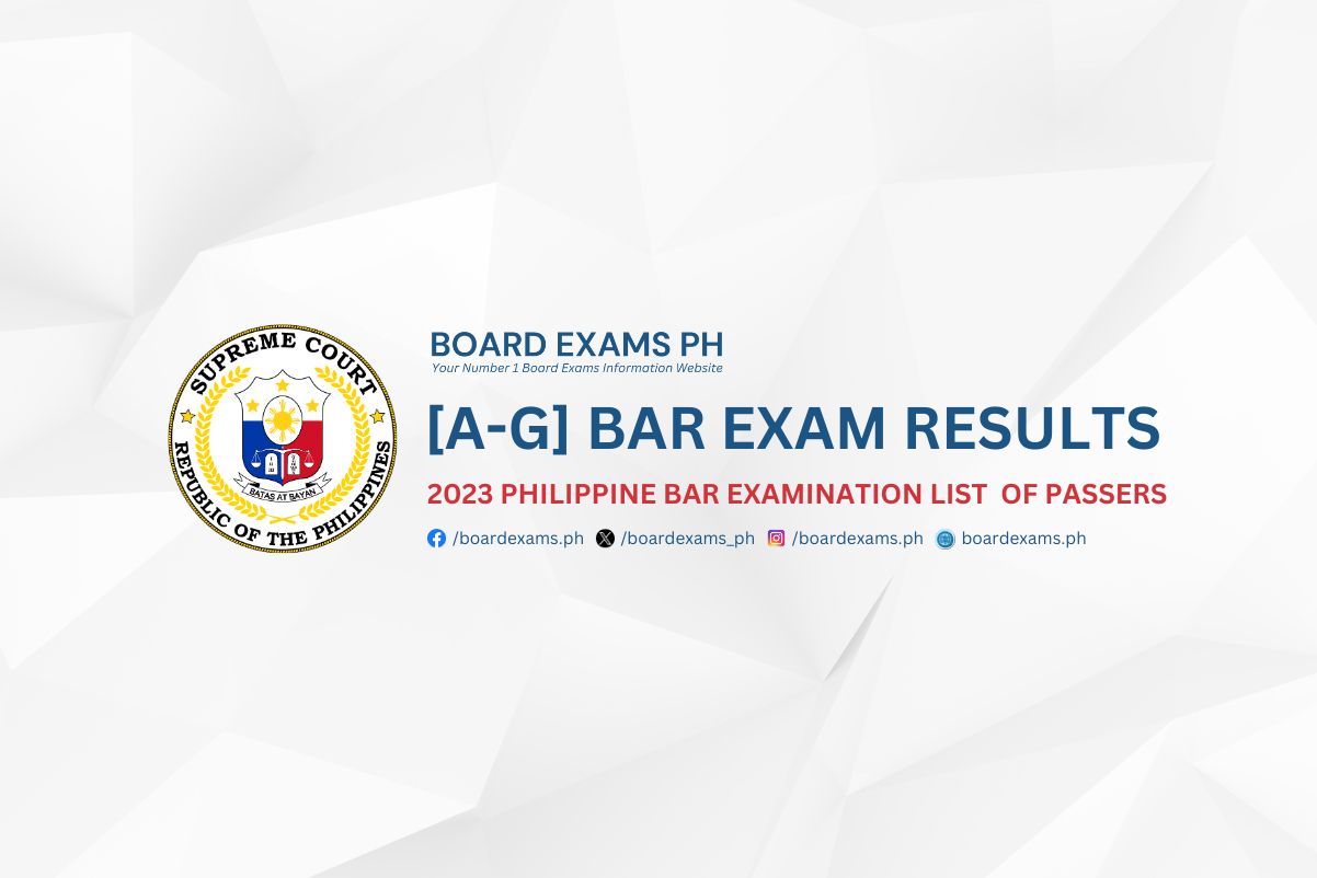 A-G PASSERS: 2023 Philippine Bar Exam Results – Board Exams PH