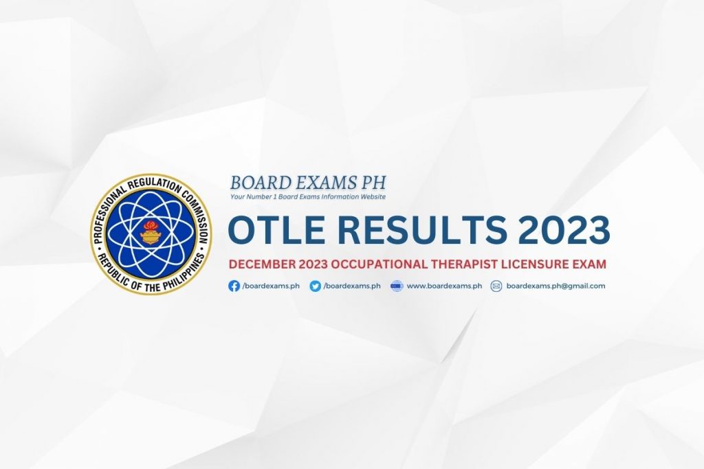 OTLE RESULTS: December 2023 Occupational Therapist Licensure Exam List ...