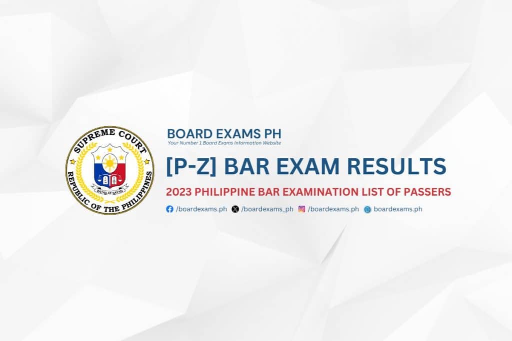 PZ PASSERS 2023 Philippine Bar Exam Results Board Exams PH