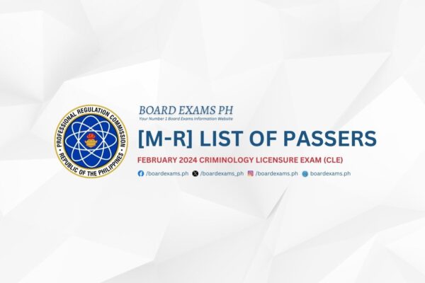 M-R PASSERS: February 2024 Criminologist Licensure Exam (CLE) – Board ...