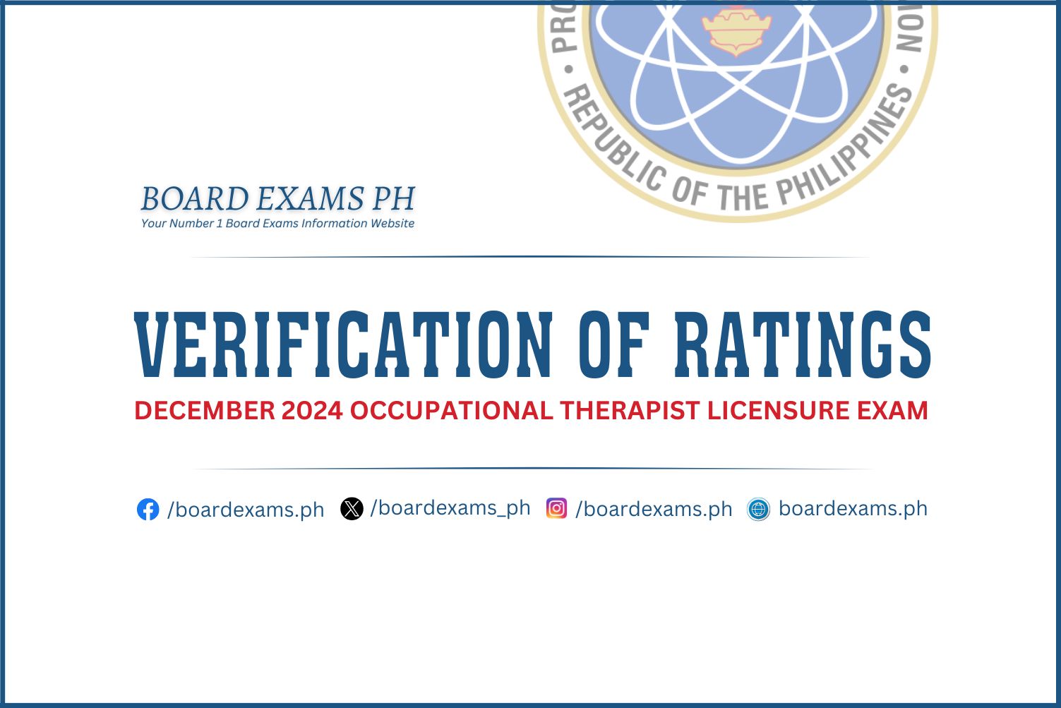 VERIFICATION OF RATINGS December 2024 Occupational Therapist Licensure